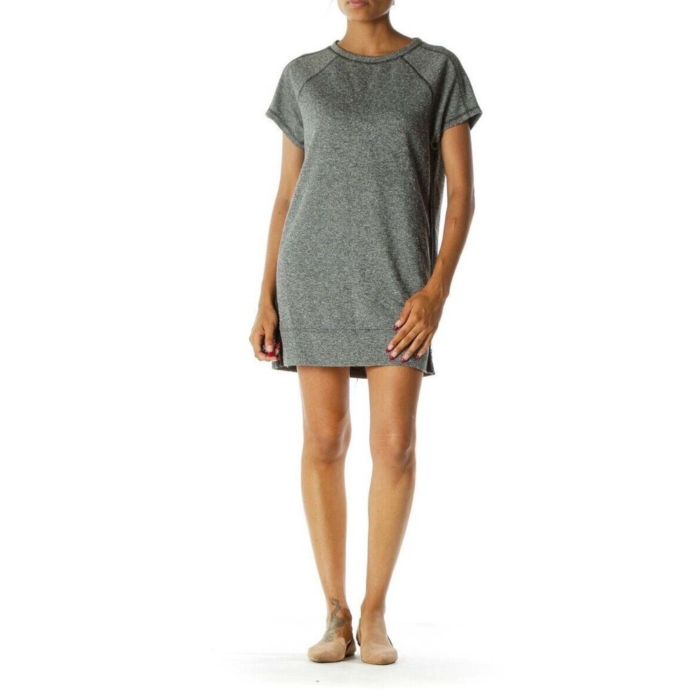 Madewell Heather Gray Short Sleeve Sweatshirt Mini Dress